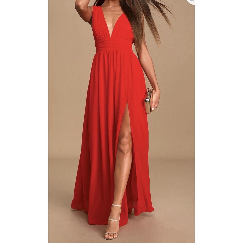 Lulu’s Red Heavenly Hues Maxi Prom Gown Size XXS